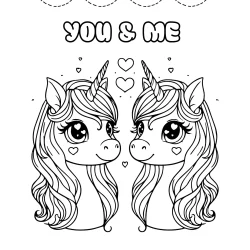 unicorn head valenties picture to color you and me love