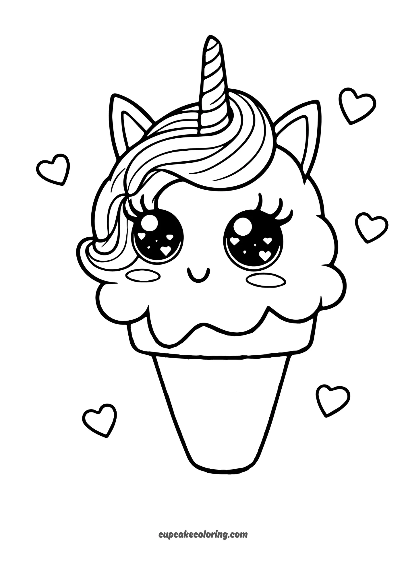 unicorn ice cream colouring page easy to draw