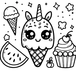 unicorn ice cream colouring pages for toddlers free summer picture to color