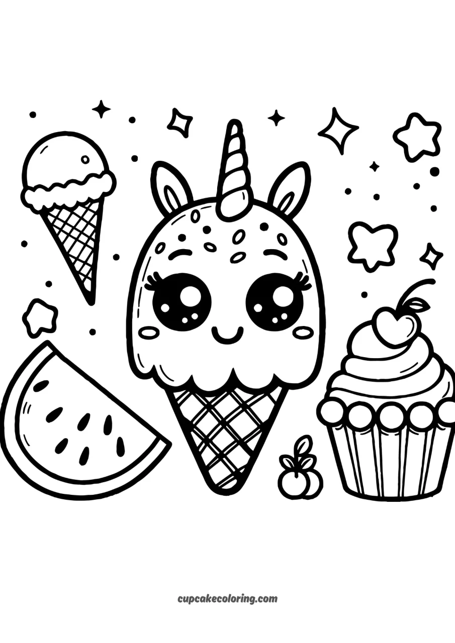 unicorn ice cream colouring pages for toddlers free summer picture to color