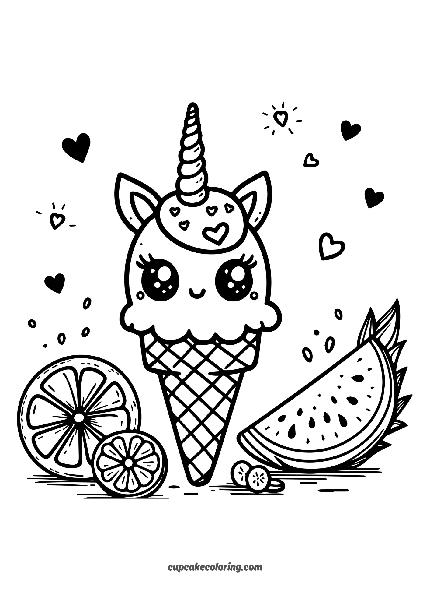 unicorn images coloring pages with lemon and dragon fruit free to color