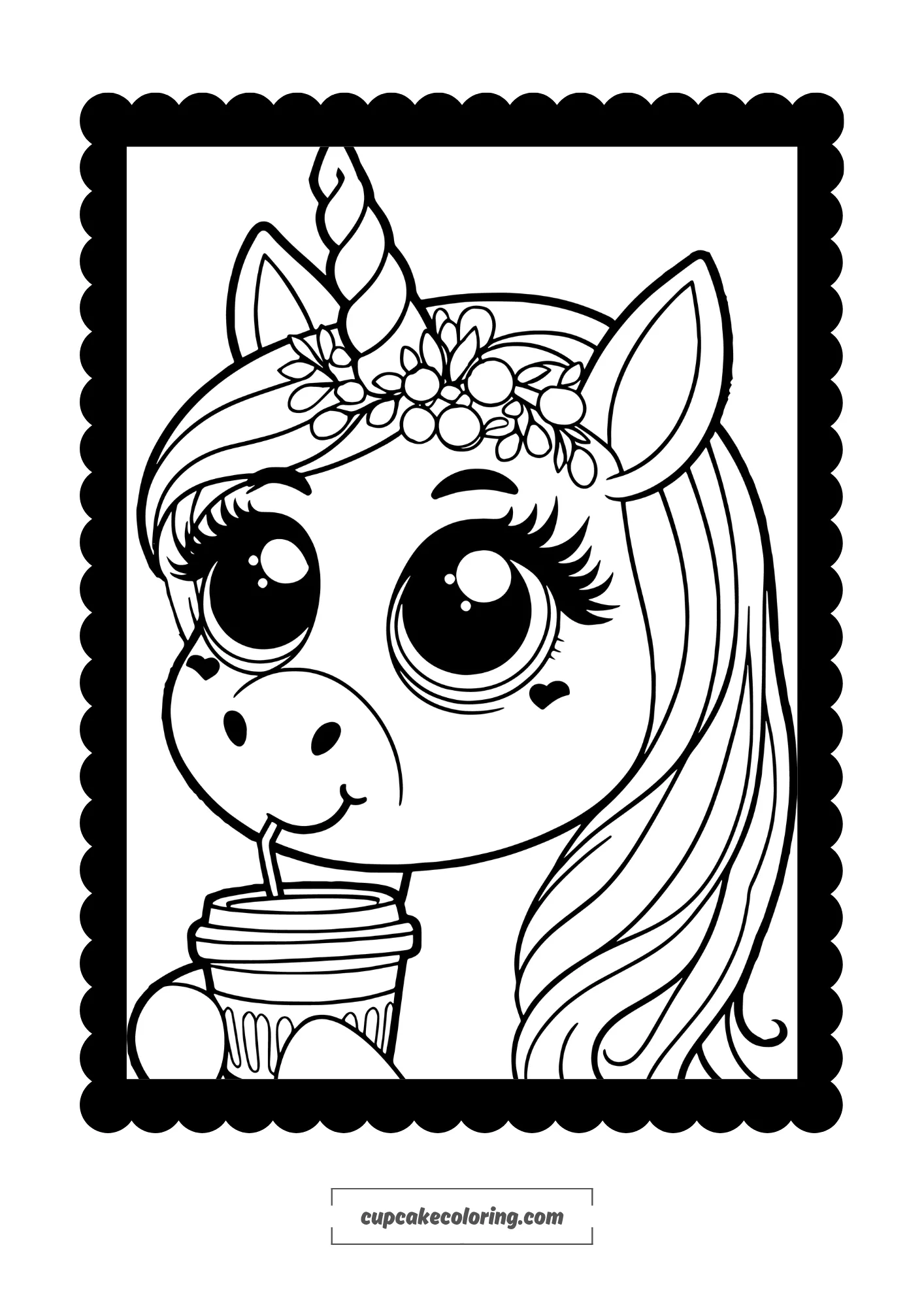 unicorn page to color he is drinking a cofee to go free printable