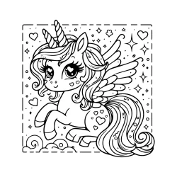 unique unicorn pegasus with two horns pic to color for girls lovable
