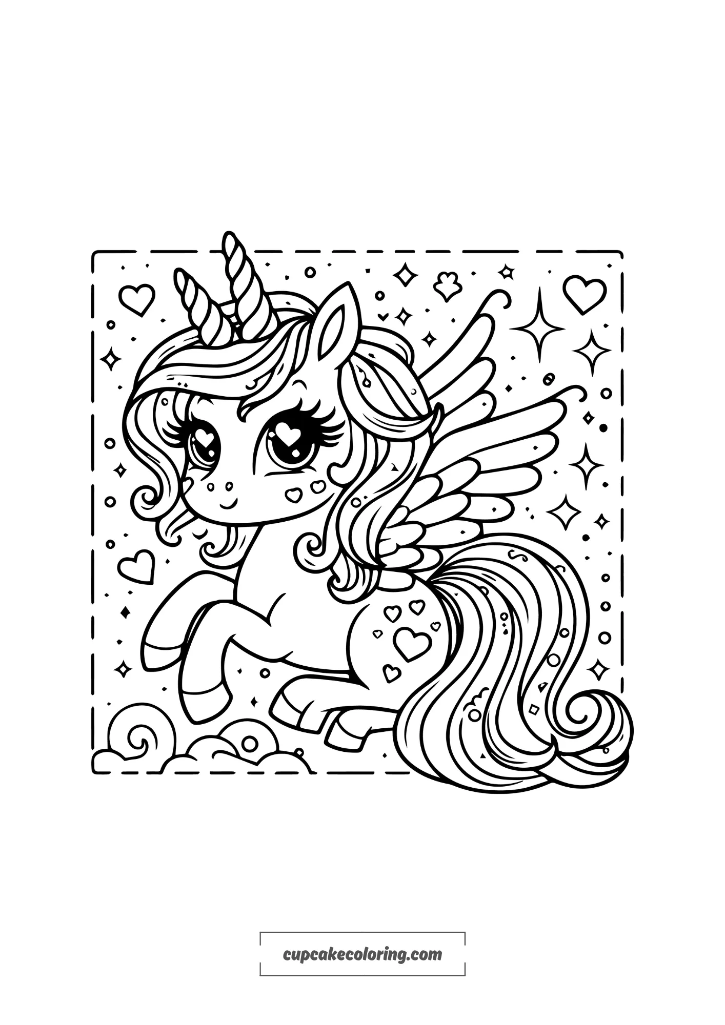 unique unicorn pegasus with two horns pic to color for girls lovable