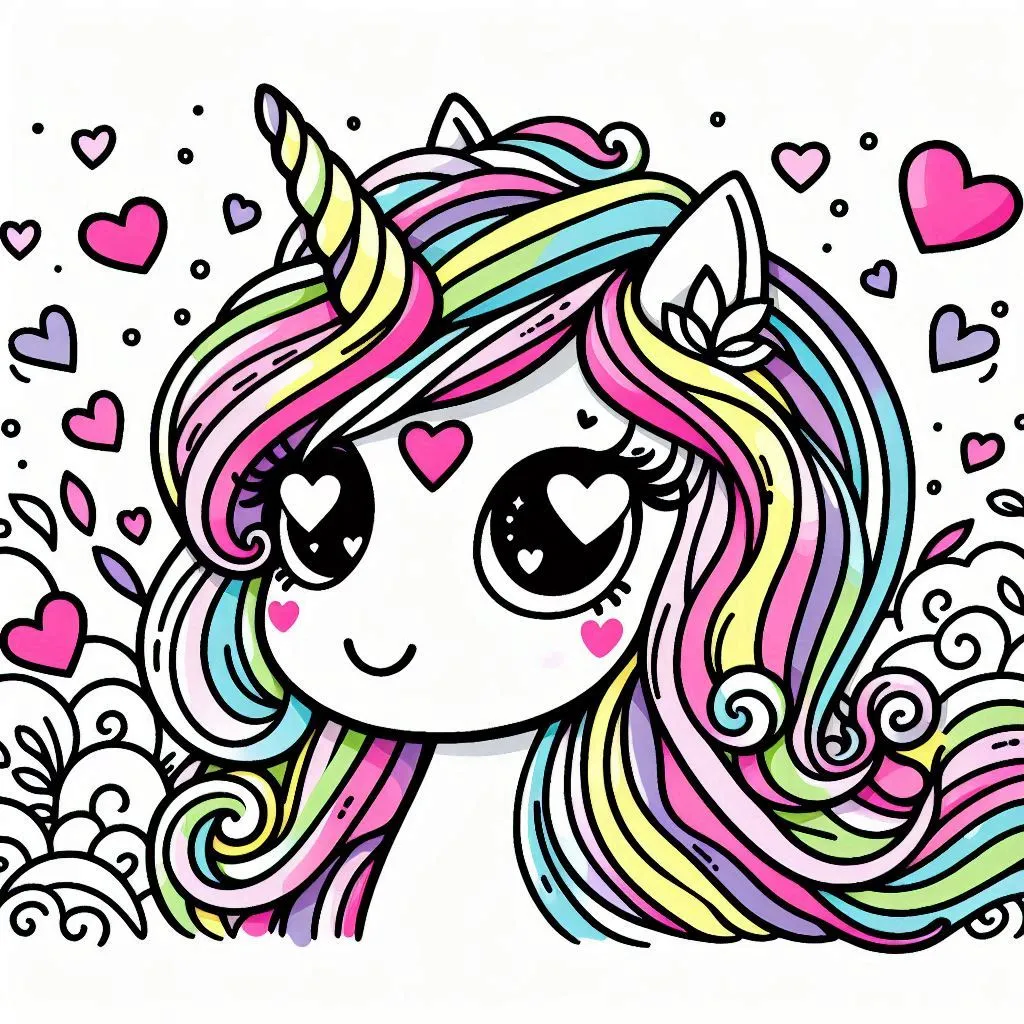 valentines day unicorn coloring page