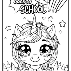 coloring pages back to school wit unicorn