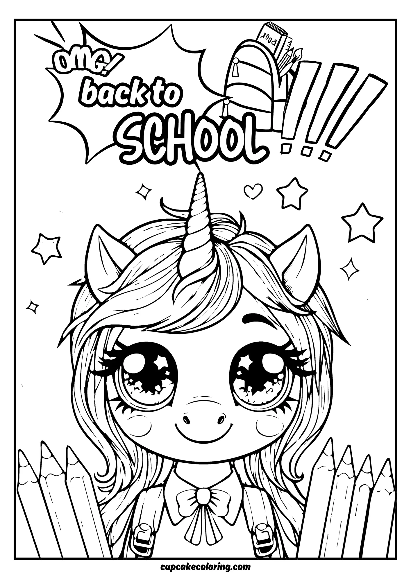 coloring pages back to school wit unicorn