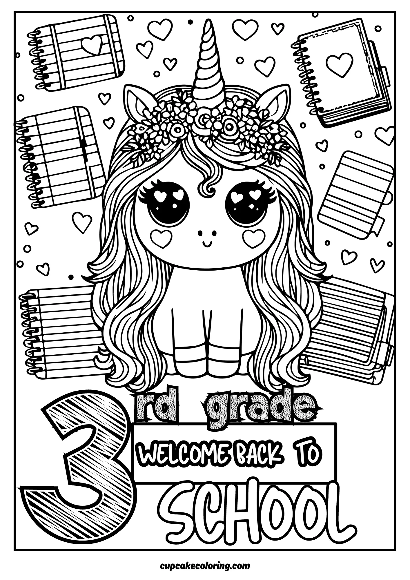 coloring sheets for 3rd graders with unicorns and insciption welcome back to school