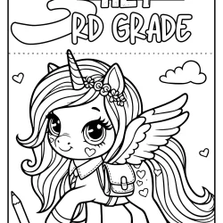 free printable coloring sheets 3rd grade with walking unicorn – welcome back to school