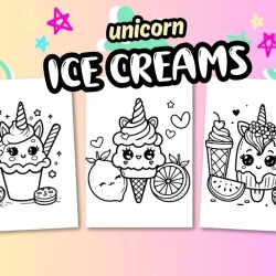 Unicorn coloring page of ice cream