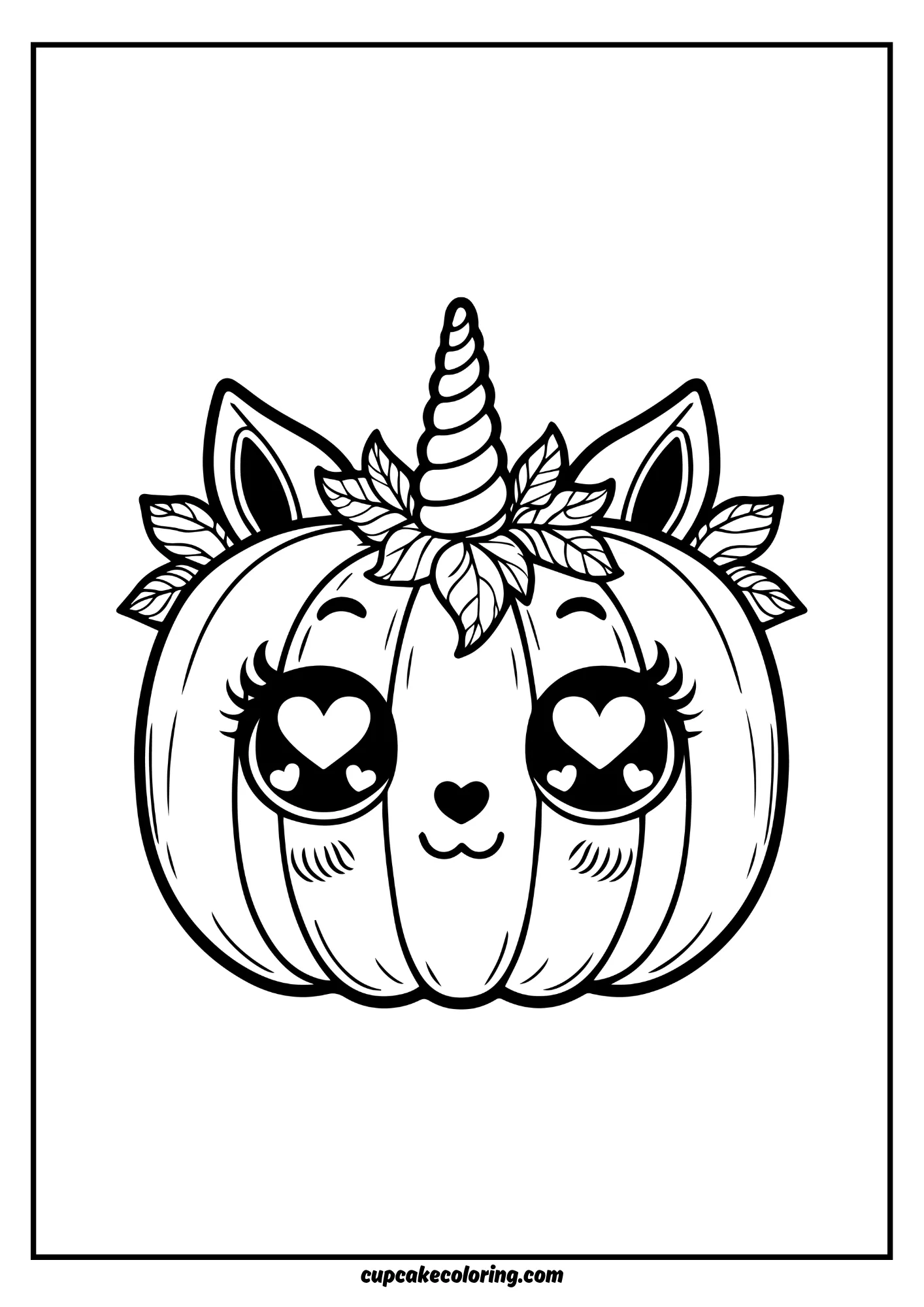 Unicorn pumpkin coloring page for halloween