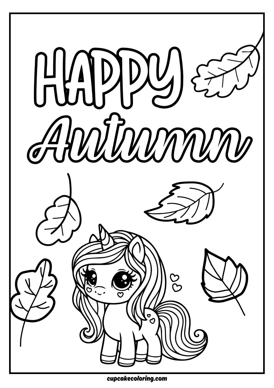 autumn coloring pictures of unicorns to print for girls