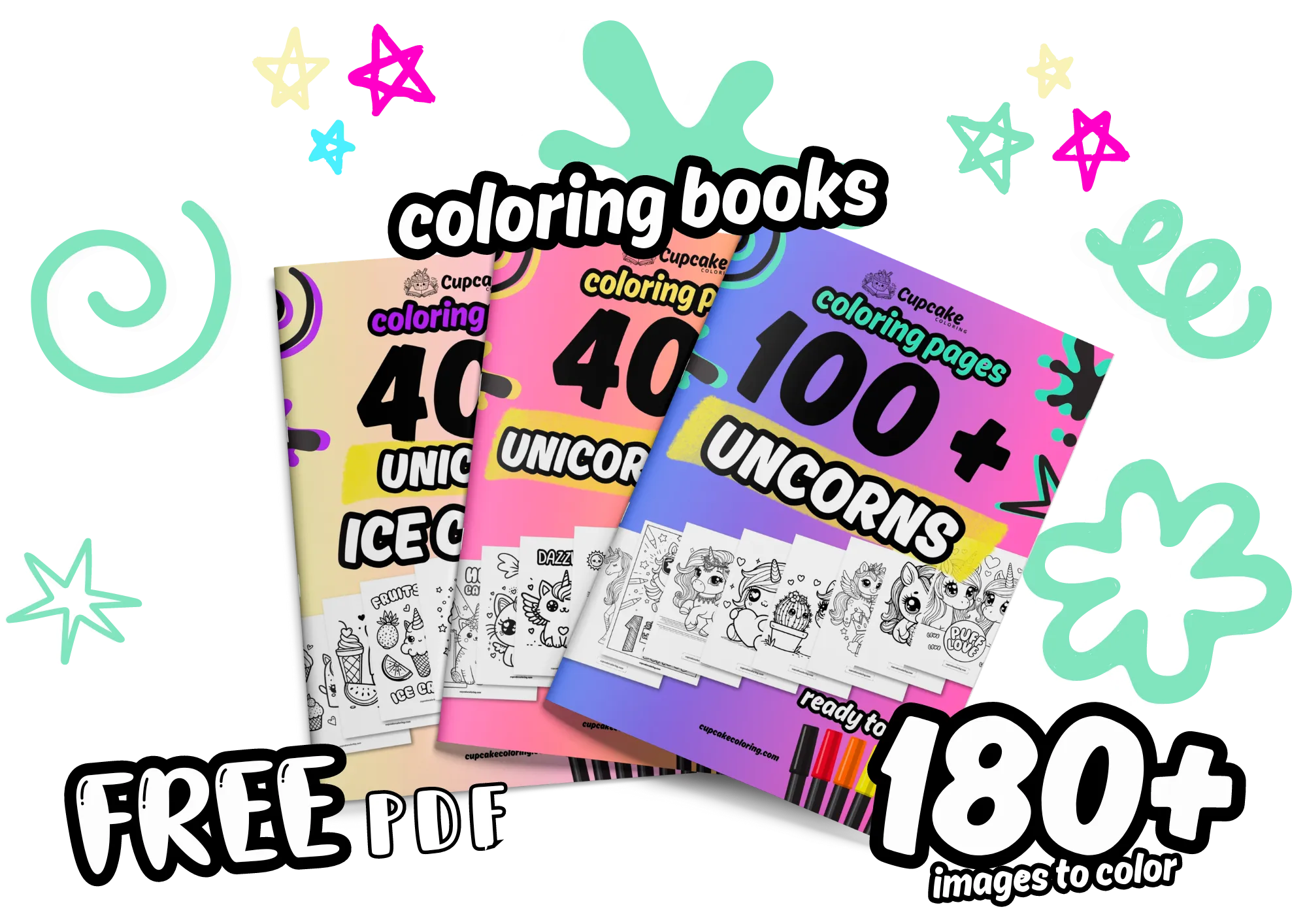 coloring book of unicorn 180 pictures