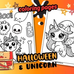 free printable halloween unicorn coloring page 2