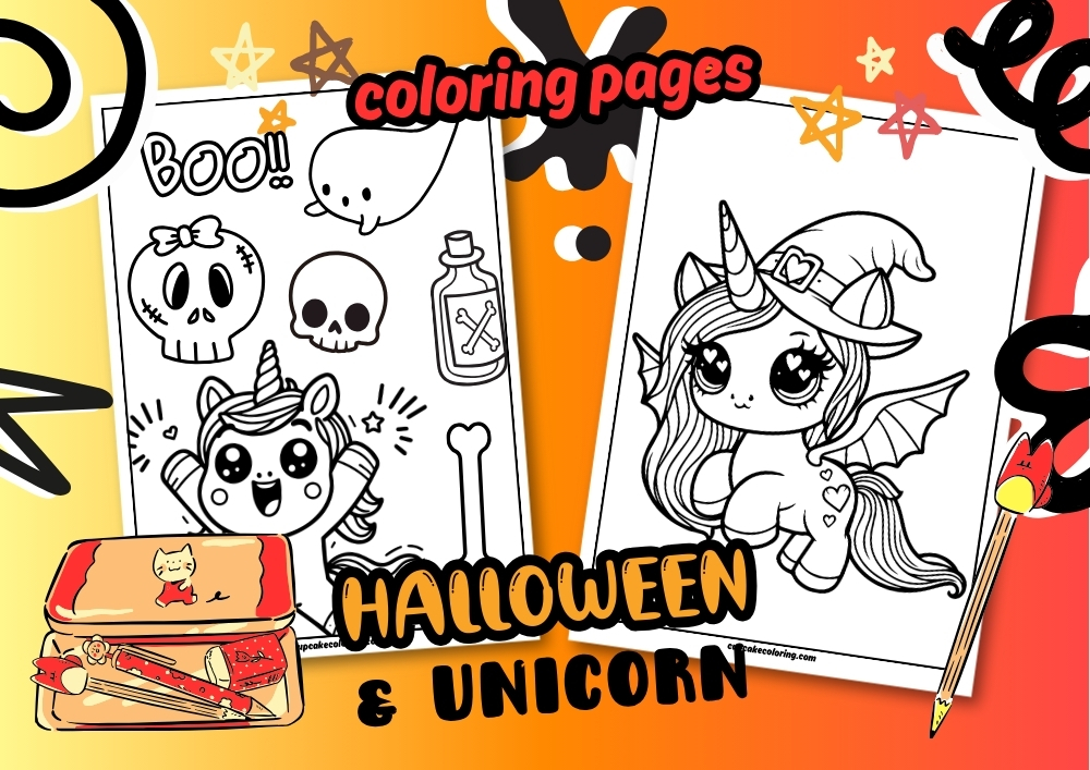 free printable halloween unicorn coloring page 2