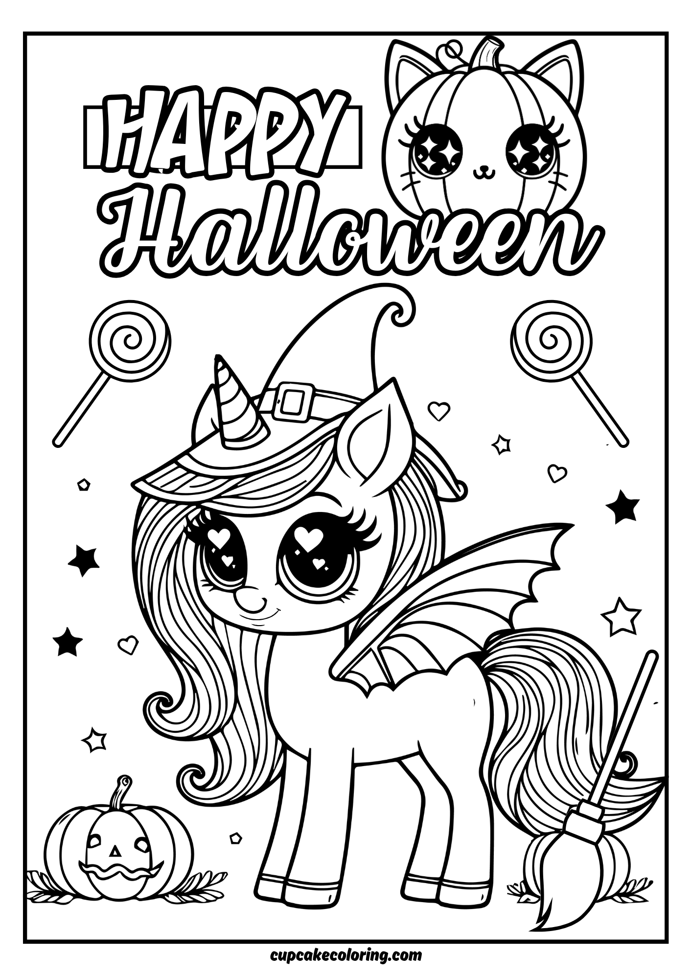 free printable halloween unicorn coloring pages with bat wings- alicorn