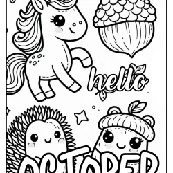 october autumn fall coloring for gils free to print