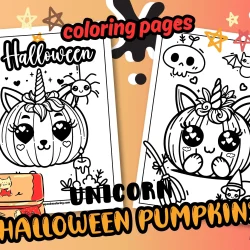 unicorn halloween pumpkin coloring pages free to print 2