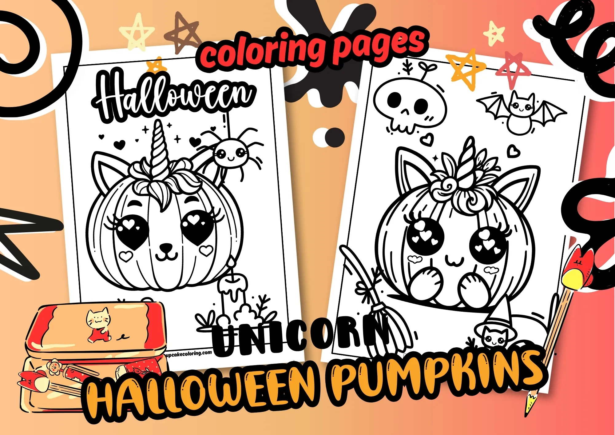 unicorn halloween pumpkin coloring pages free to print 2