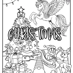 christmas santa claus coloring pages with unicorn and