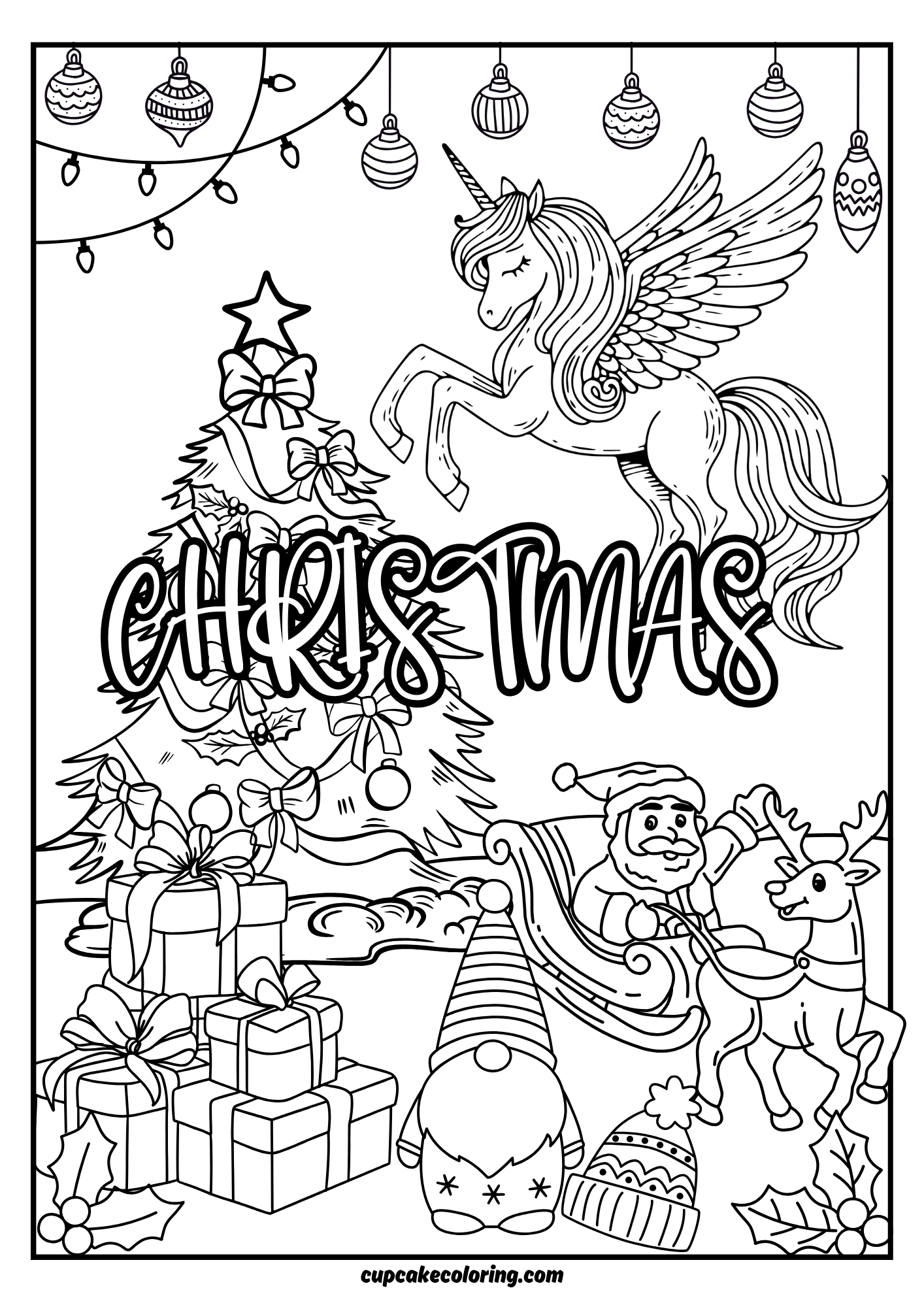 christmas santa claus coloring pages with unicorn and