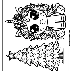 coloring page chrismas unicorn free