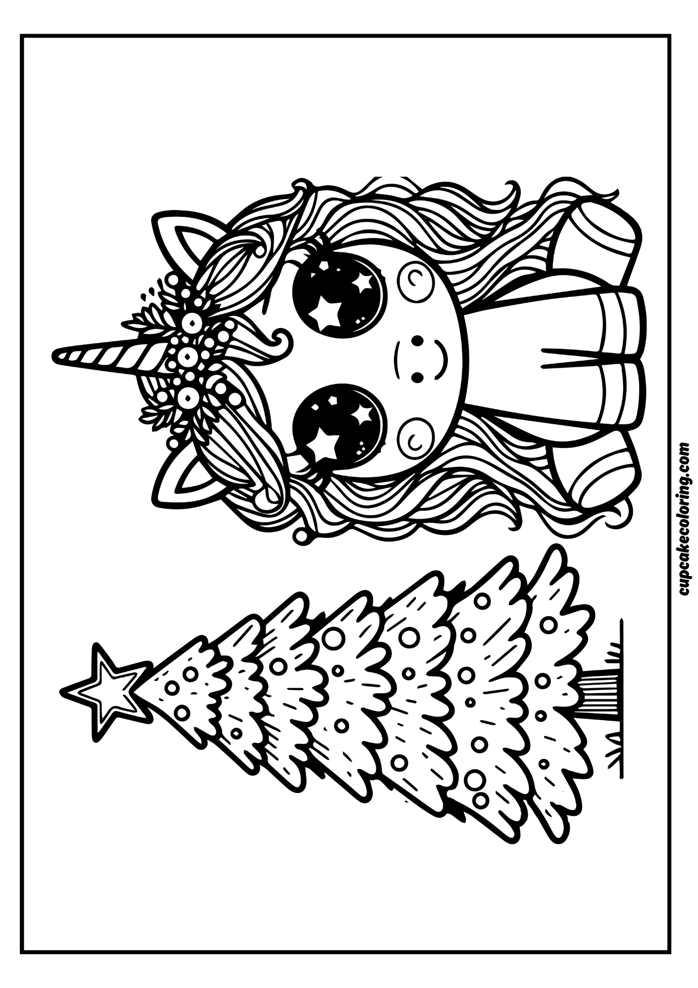 coloring page chrismas unicorn free