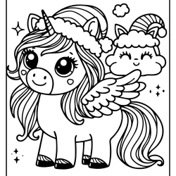 cute coloring page cristmas unicorn