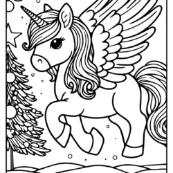 Christmas Pegasus unicorn drawing pictures printable free