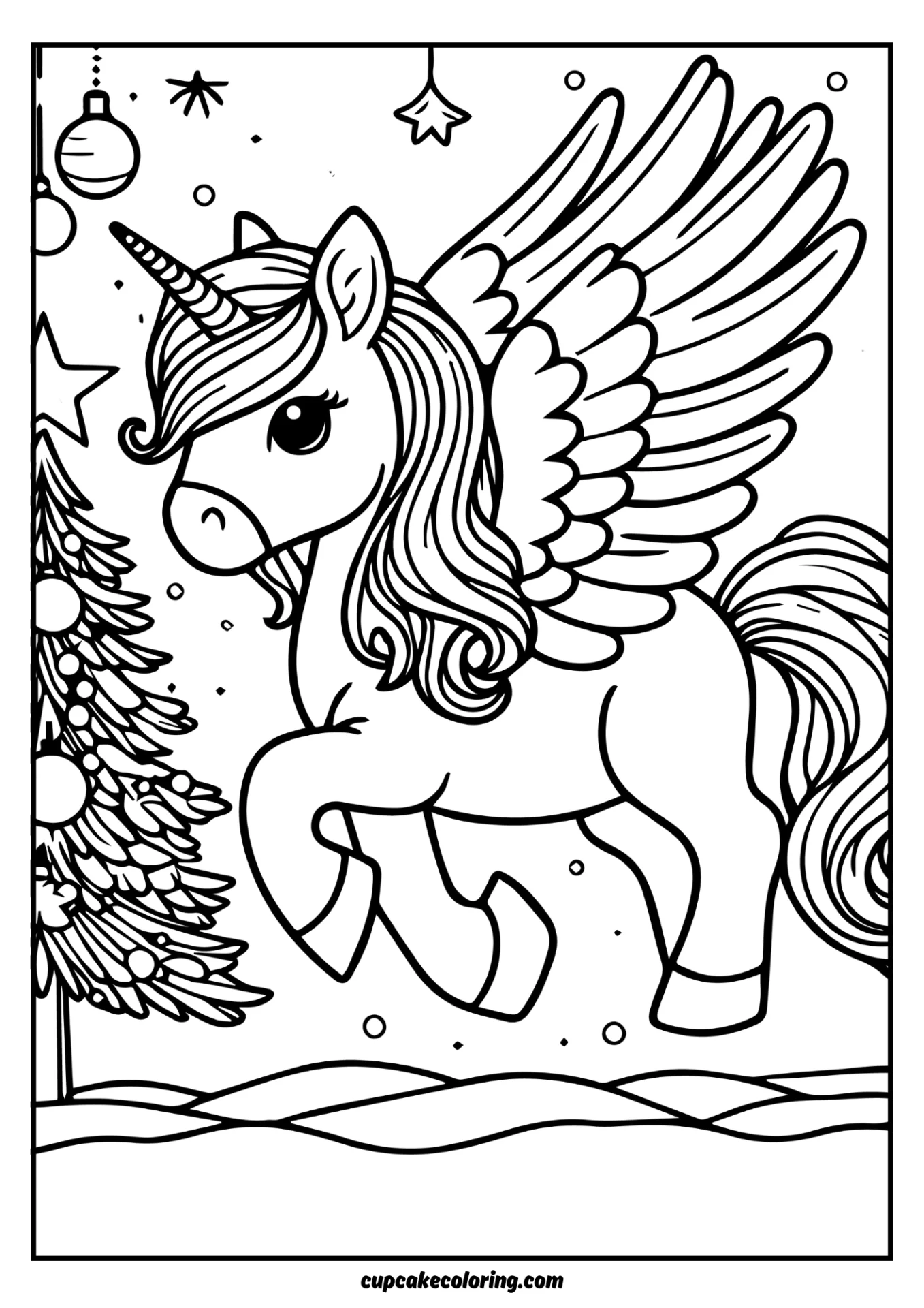 Christmas Pegasus unicorn drawing pictures printable free