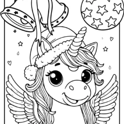 Christmas fesitve pictures to color of unicorns