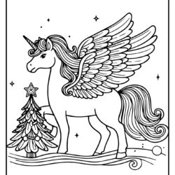 Christmas unicorn drawing pictures printable