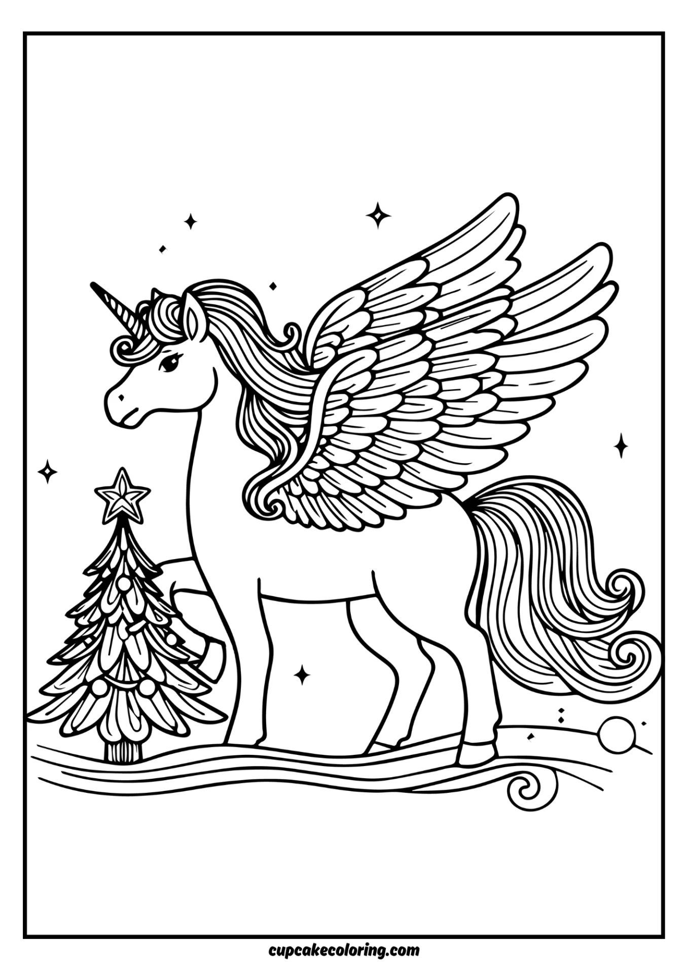 Christmas unicorn drawing pictures printable