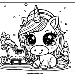 Cute santa slide with adorable cute unicorn coloring pages