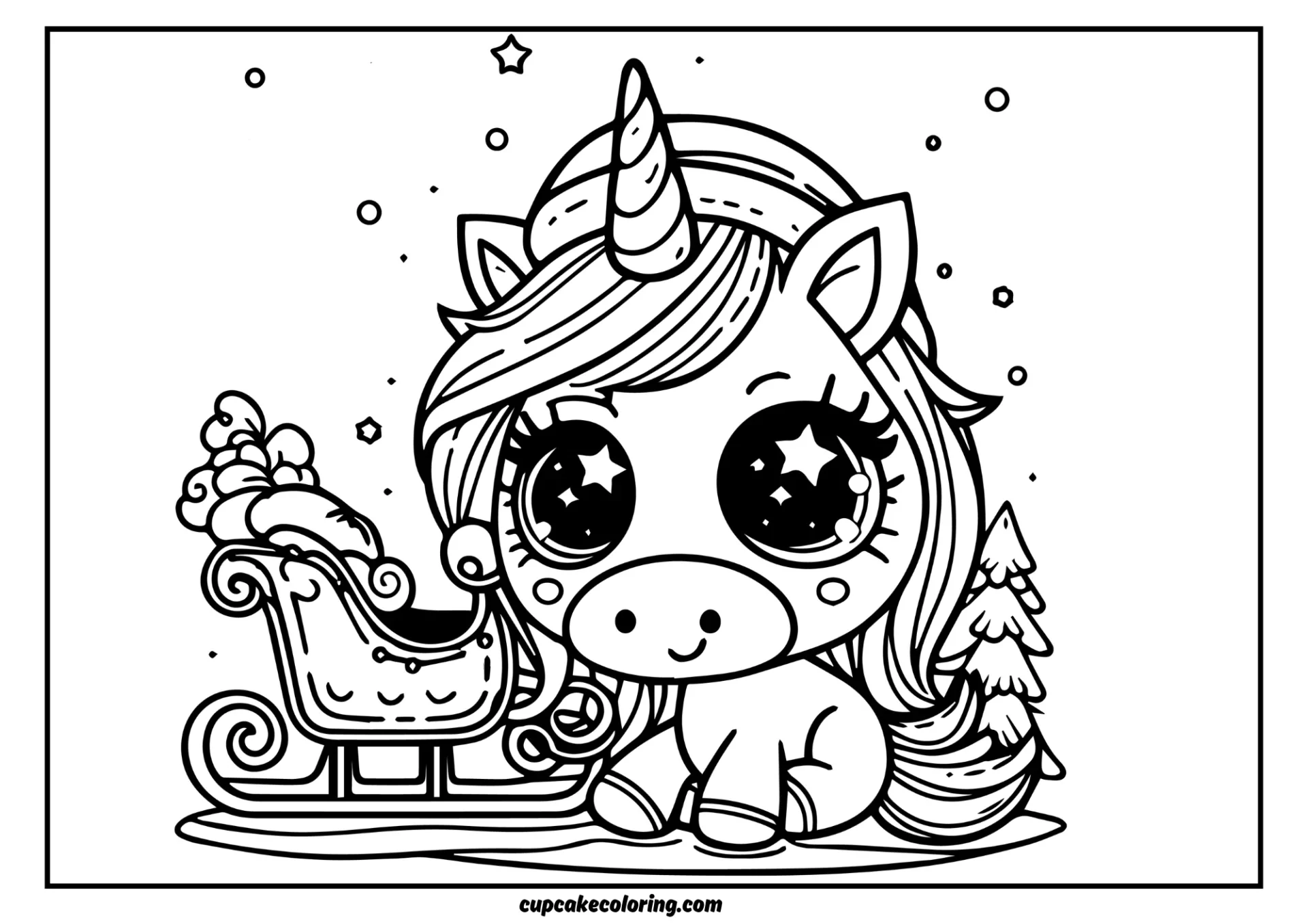 Cute santa slide with adorable cute unicorn coloring pages