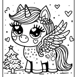 Funny unique coloring pages of unicorns with wings