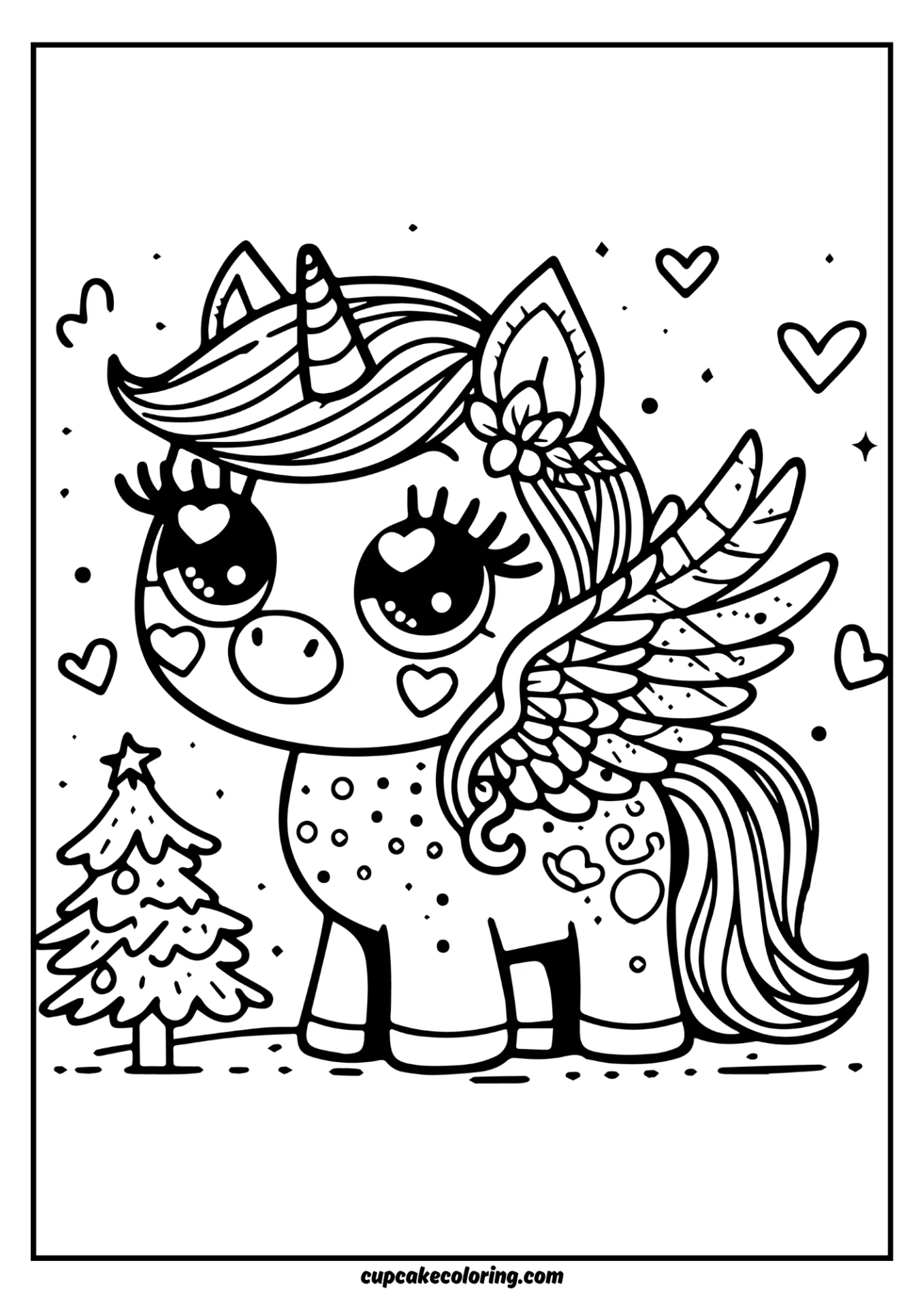 Funny unique coloring pages of unicorns with wings
