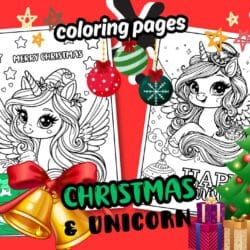 Merry Christmas colouring sheets unicorn Printable Free