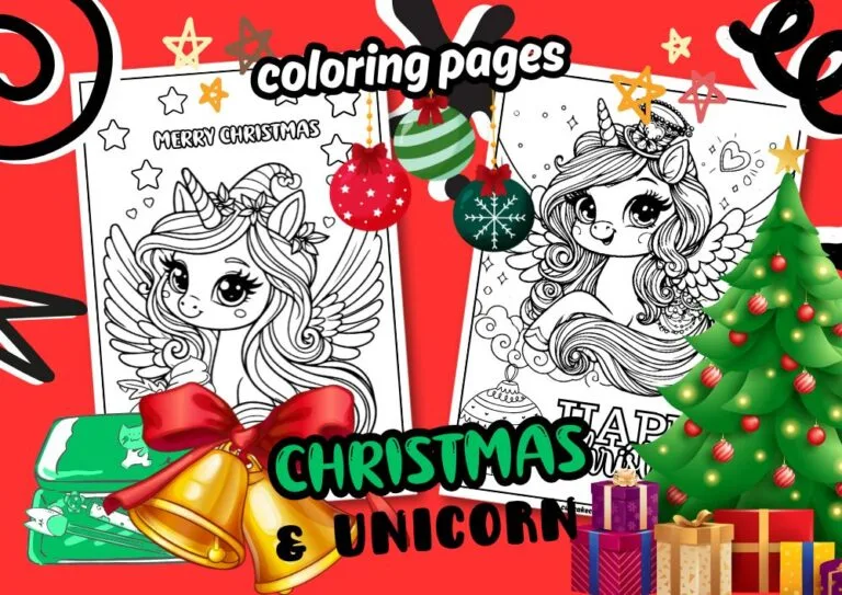 Merry Christmas colouring sheets unicorn Printable Free