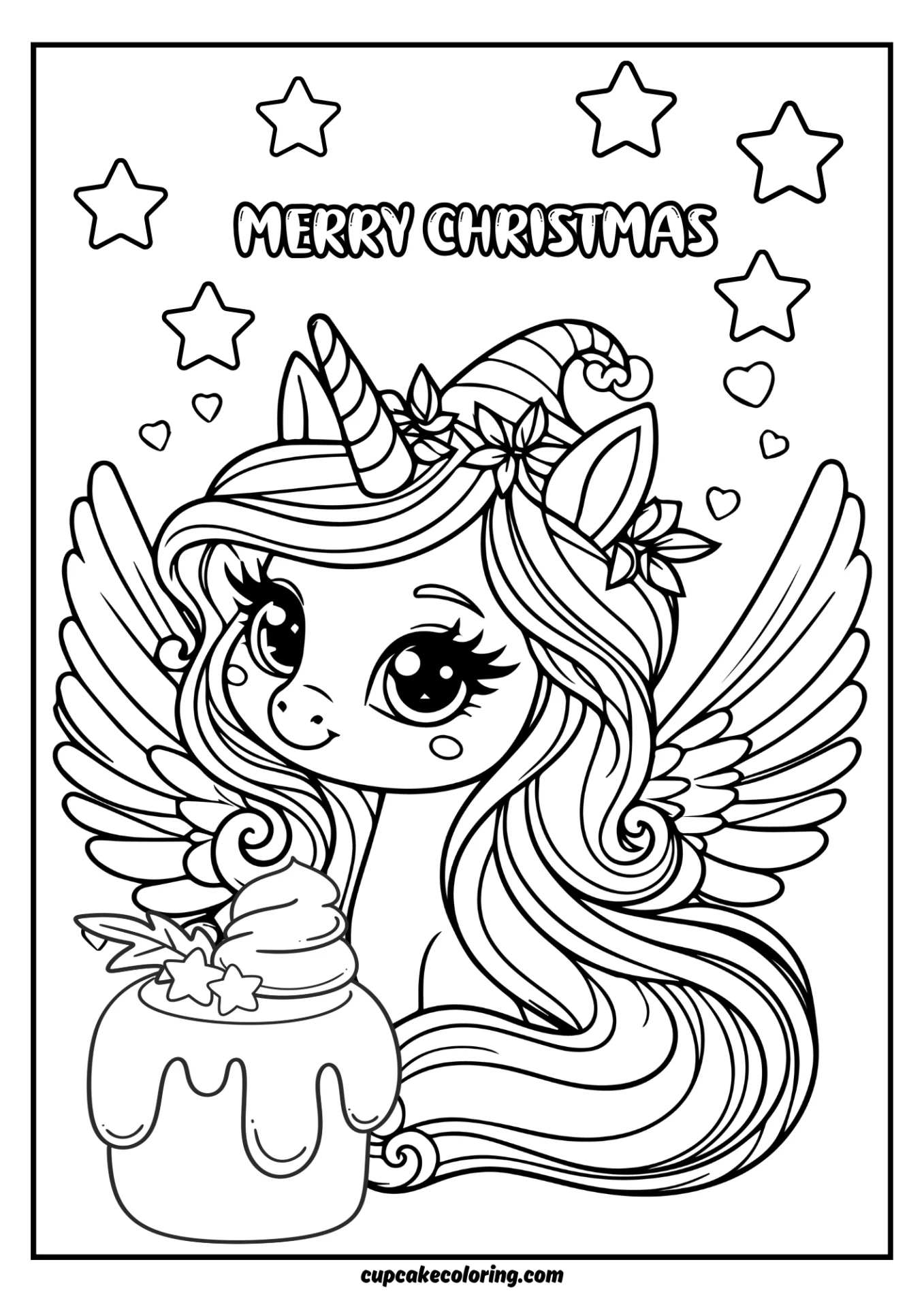Merry christmas colouring sheets unicorn