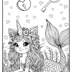 Playfull picture to color of cat unicorn