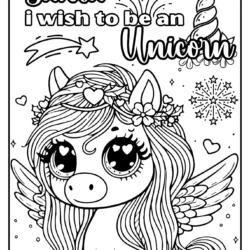 Santa i wish to be an unicorn coloring page – pegasus