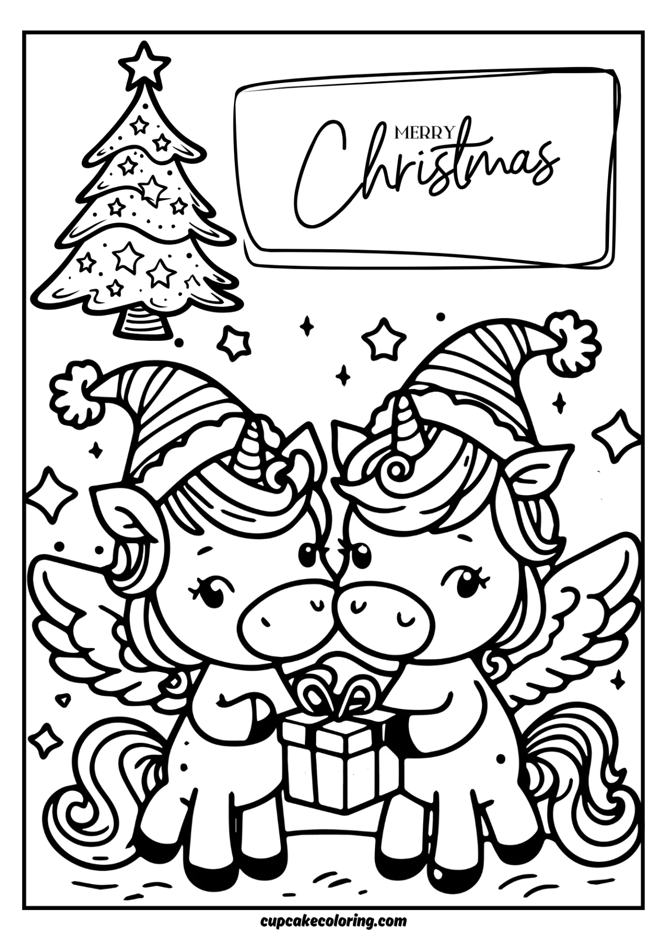 Unicorn christma elfs coloring pages with unicorns
