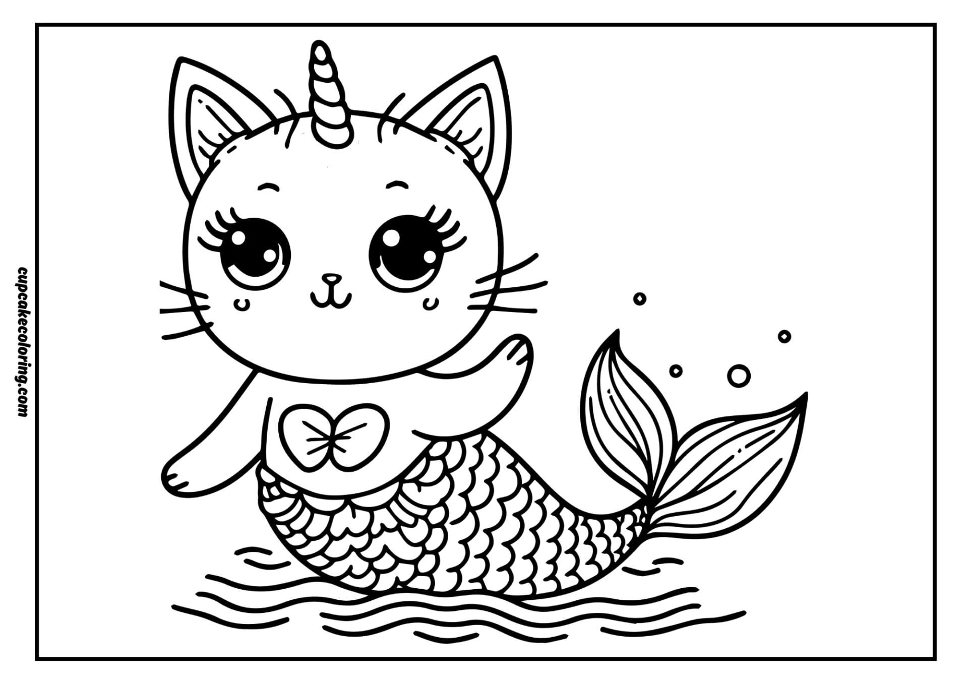 cat unicorn mermaid coloring pages free printable online