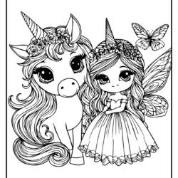 coloring pages of unicorns and fairies free printable