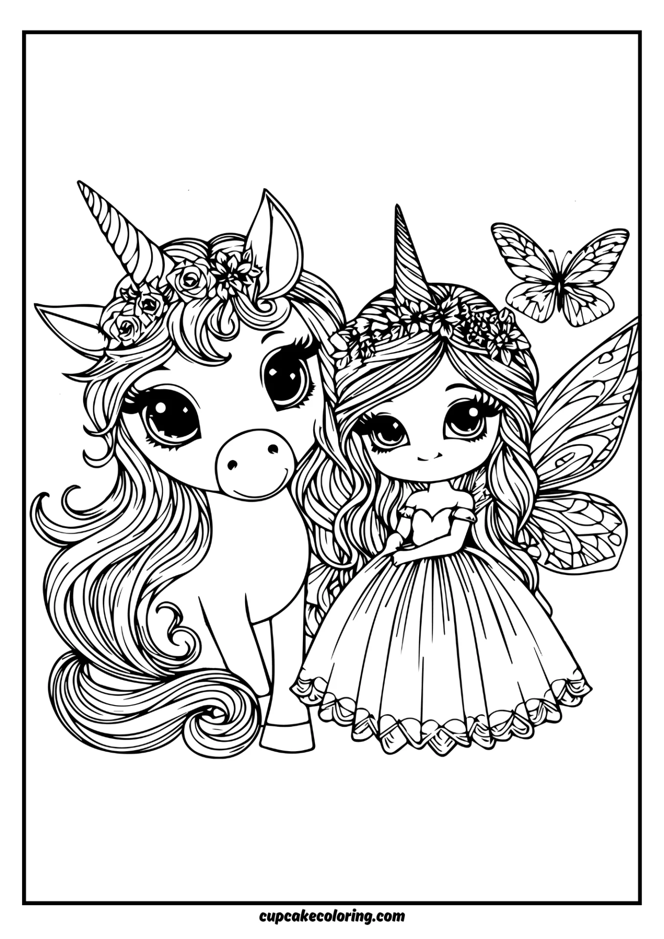 coloring pages of unicorns and fairies free printable