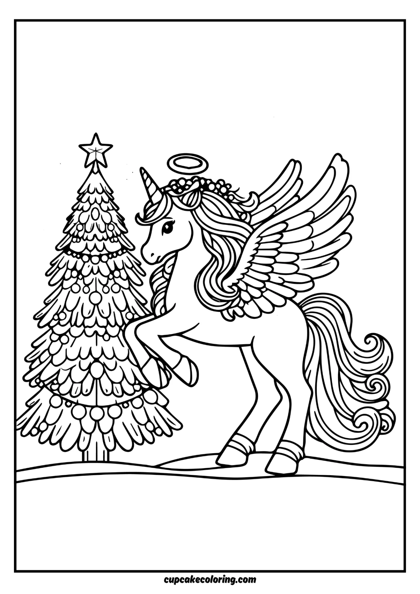 coloring pages of unicorns with wings for christmas