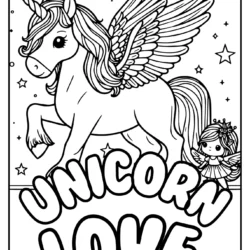 fairies and unicorns coloring pages for kids