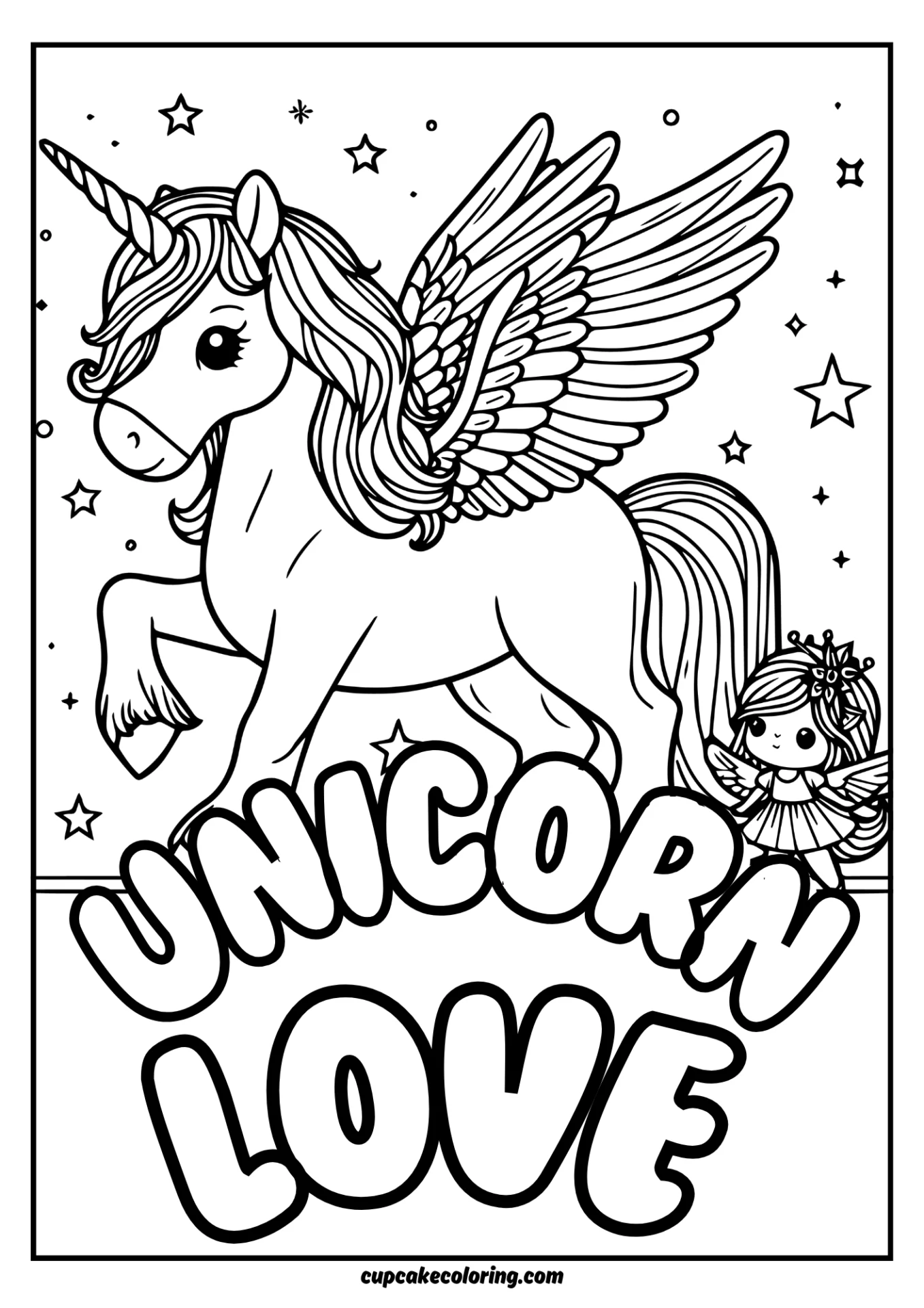 fairies and unicorns coloring pages for kids