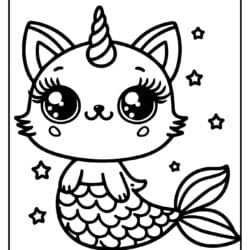 kitty unicorn mermaid coloring pages for todlers